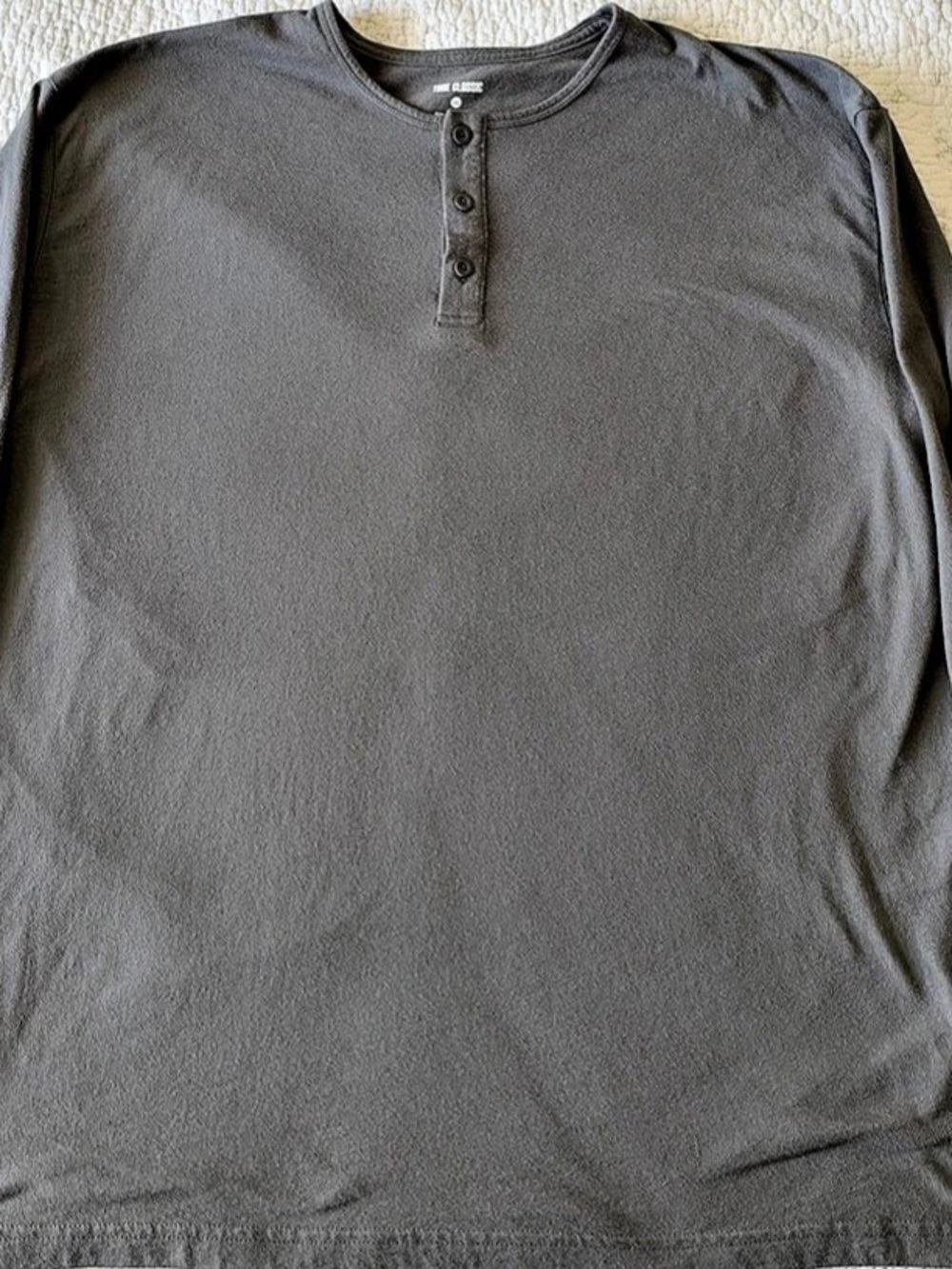 True Classic Long Sleeve Henley Gray XL Like New